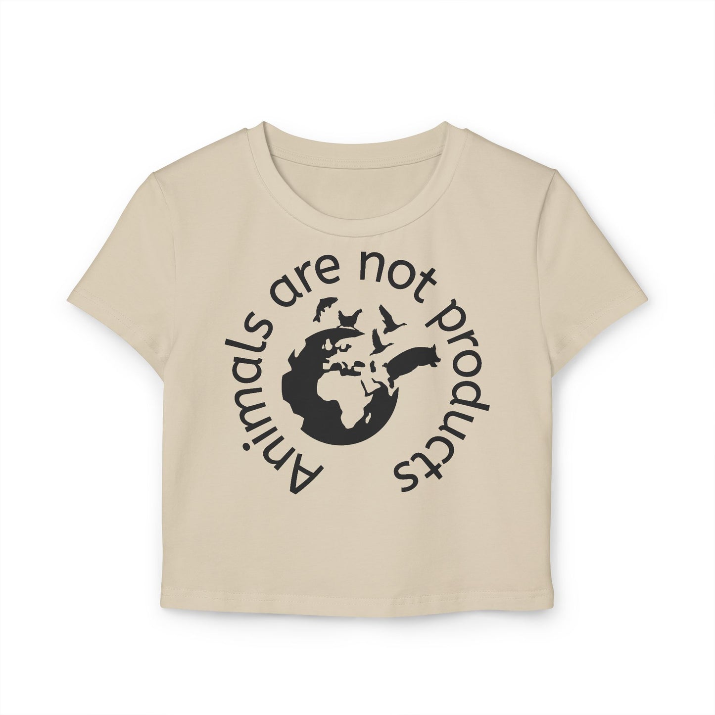 Crop Tee - Animals Are Not Products with Logo