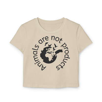 Crop Tee - Animals Are Not Products with Logo