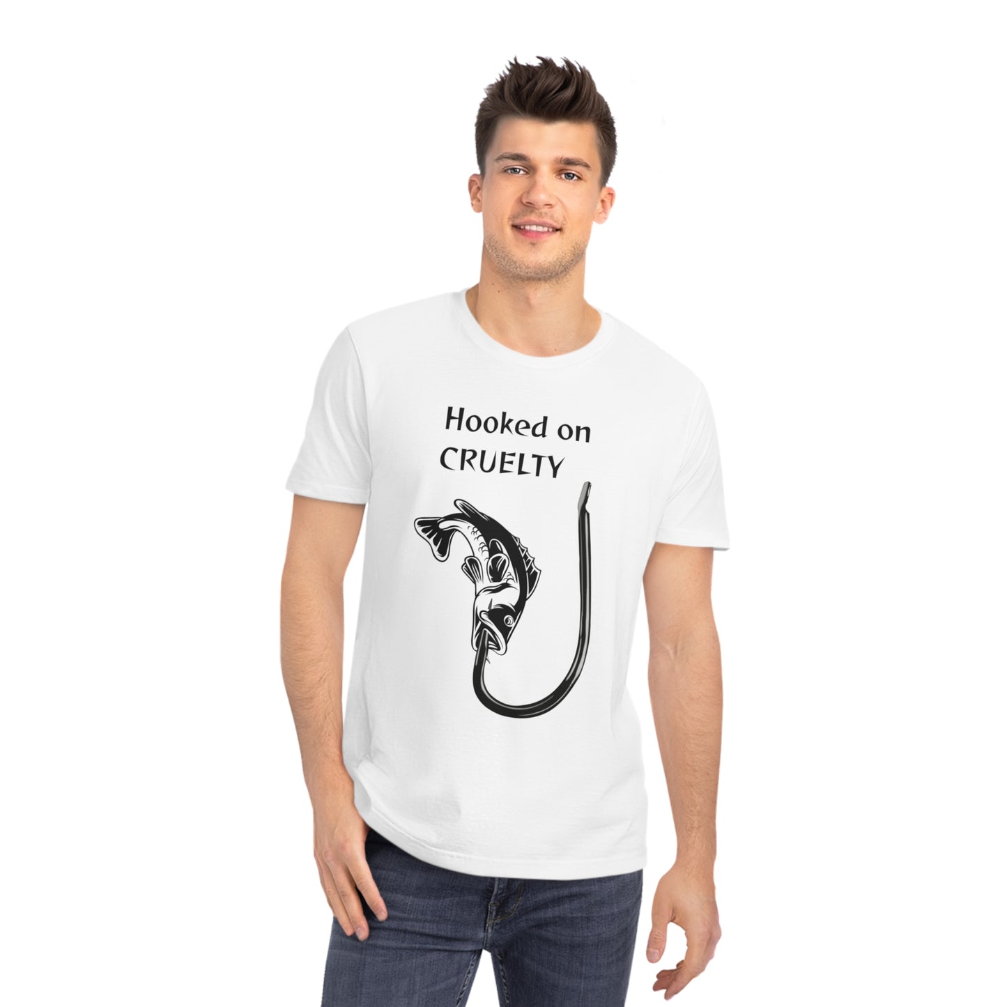 Hooked On Cruelty - Unisex Rocker T-Shirt - Against Fishing - Catch the eye of fishermen