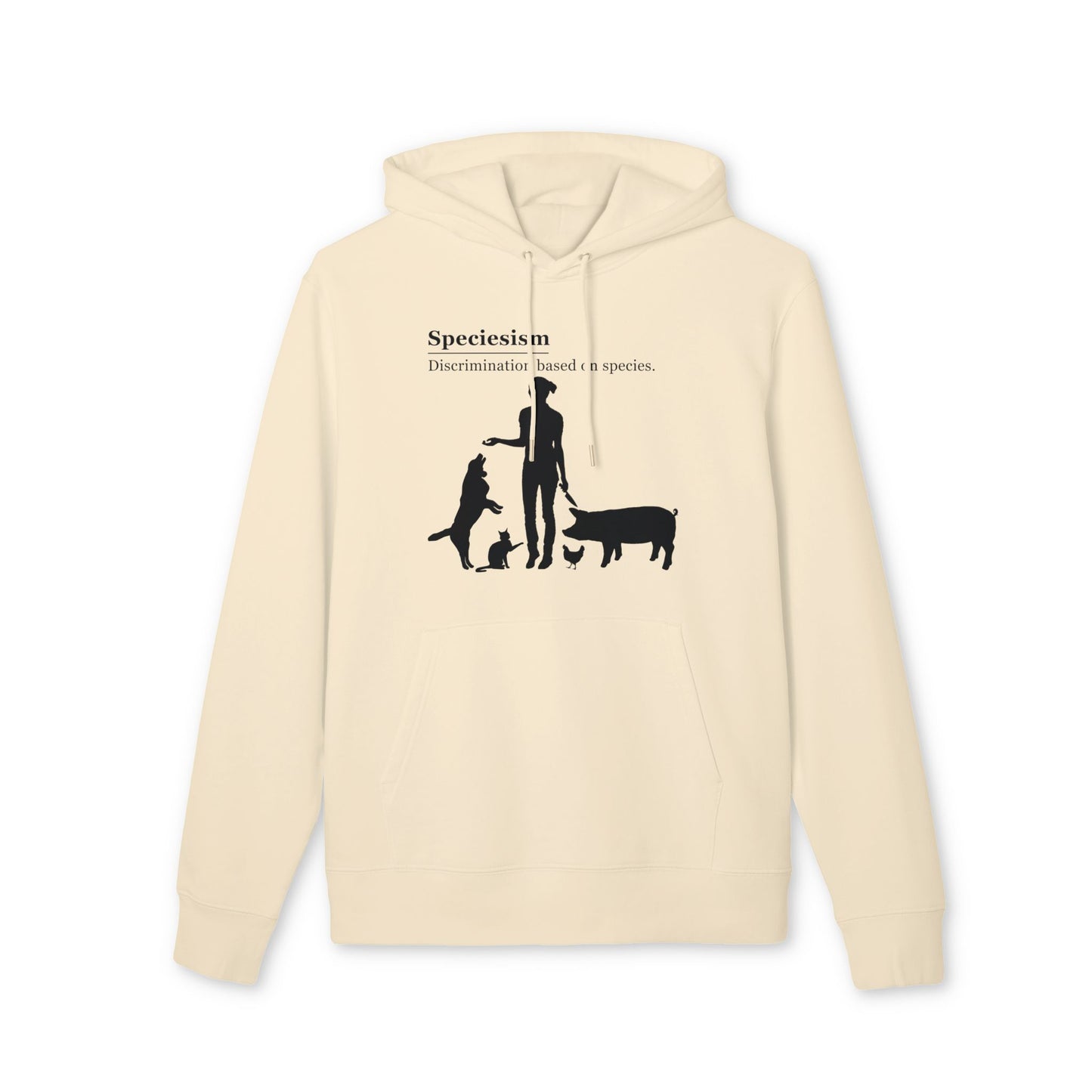 Speciesism Definition - Unisex Hoodie - Woman with Dog, Cat, Pig, and Chicken