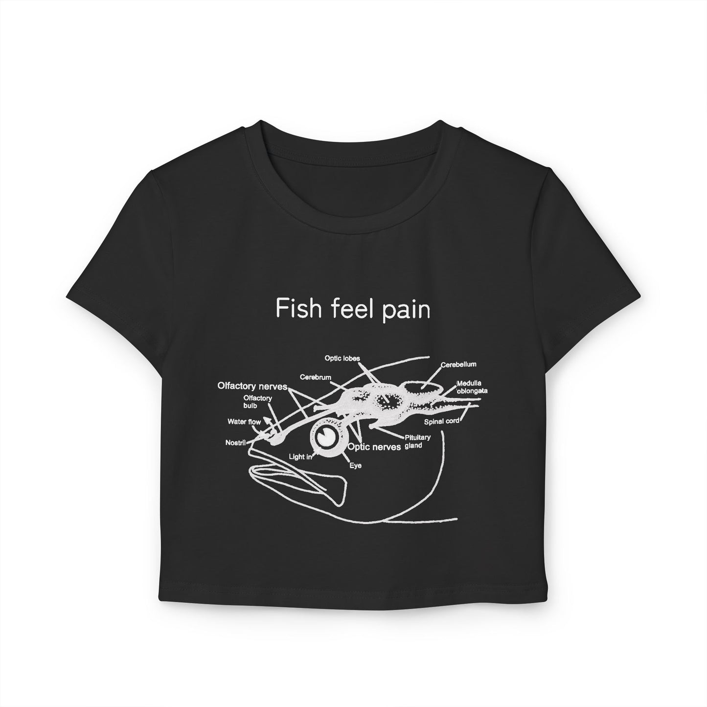 Fish Feel Pain T-Shirt - Crop Tee - Graphic Tee - Fish are not vegetables