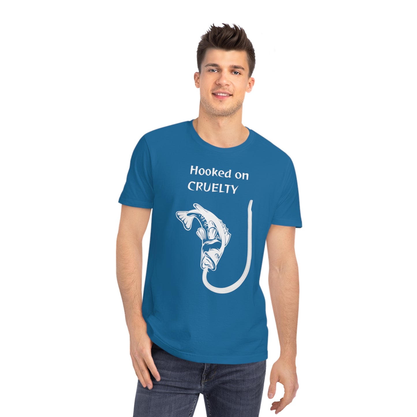 Hooked On Cruelty - Unisex Rocker T-Shirt - Against Fishing - Catch the eye of fishermen