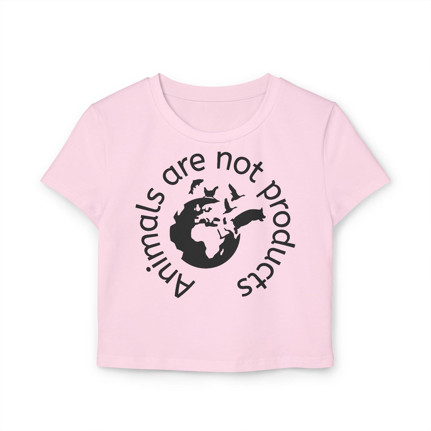 Crop Tee - Animals Are Not Products with Logo