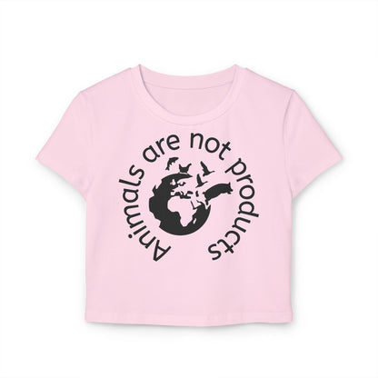 Crop Tee - Animals Are Not Products with Logo