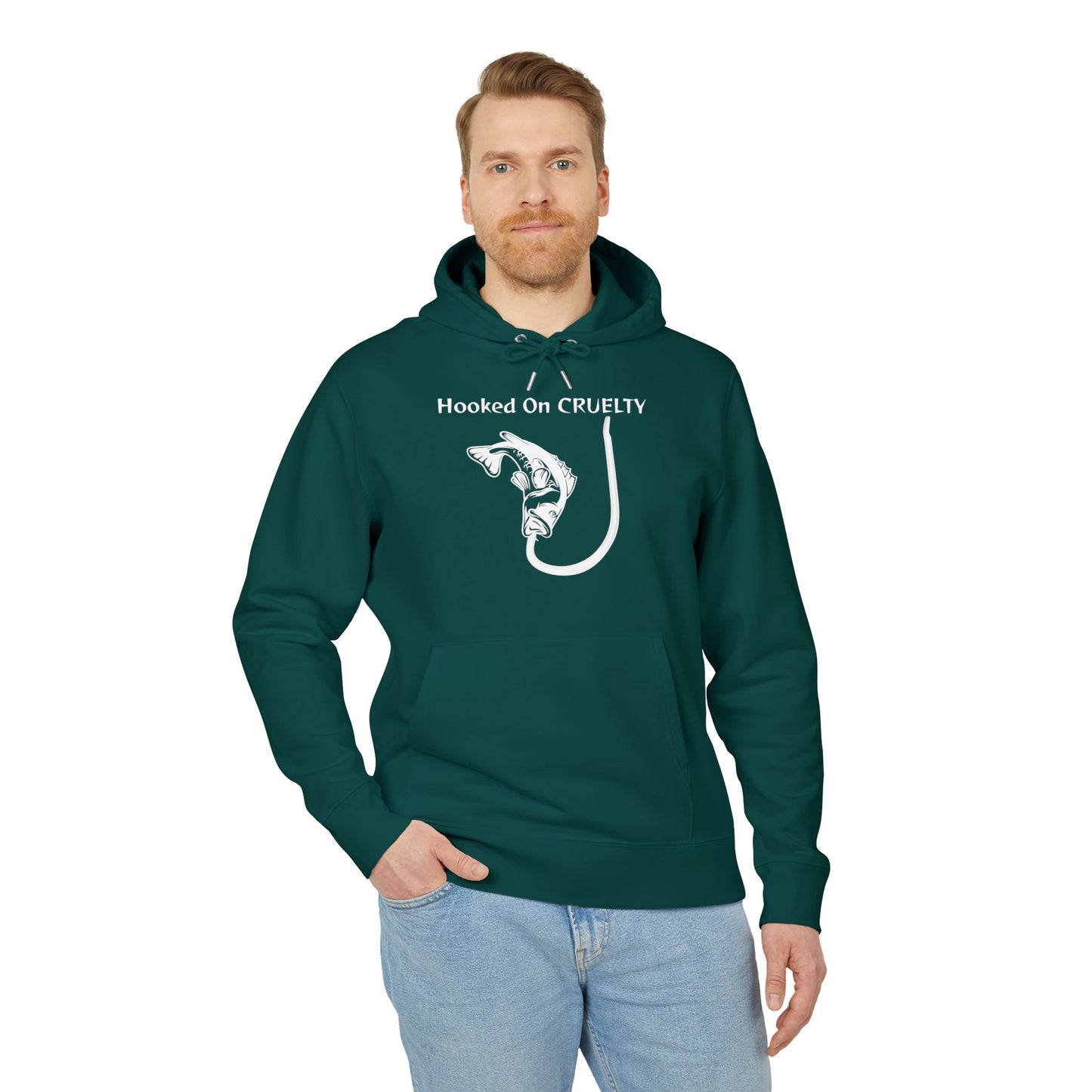 Hooked On Cruelty Design - Unisex Hoodie -  Against Fishing - Catch the eye of fishermen